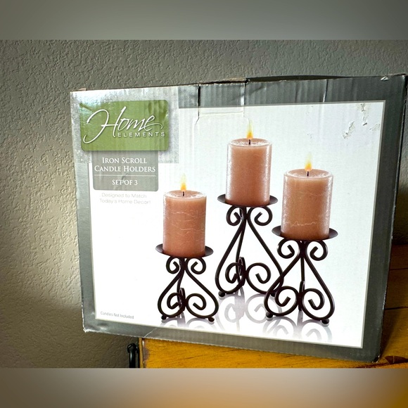 NWT Iron Candle Scroll Set of 3 - Picture 2 of 10